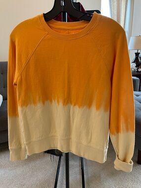 NWOT Athleta Orange and Cream Dip-Dye Crewneck Sweatshirt